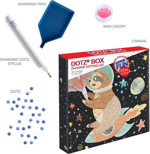DIAMOND DOTZ ® - Sloth Rocket Dotz Box, Partial Drill, Round Dotz, Diamond Painting Kits, Diamond Art Kits for Adults, Gem Art, Diamond Art, Kits,...