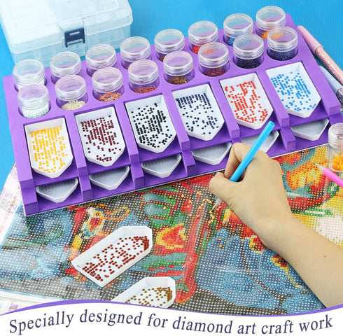 Diamond Painting Accessories Tray Organizer, Art Painting Beads Sorting Storage containers, Diamond Art Tools Kits for Glitter Rhinestones/5D Diam...