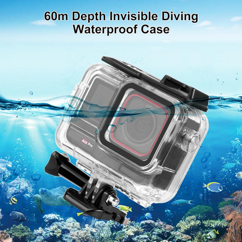 Dive Case for Insta360 Ace Pro 60M/196FT Underwater Waterproof Diving Housing Cover Protective Shell for Insta360 Ace Pro Housings with Bracket Ac...