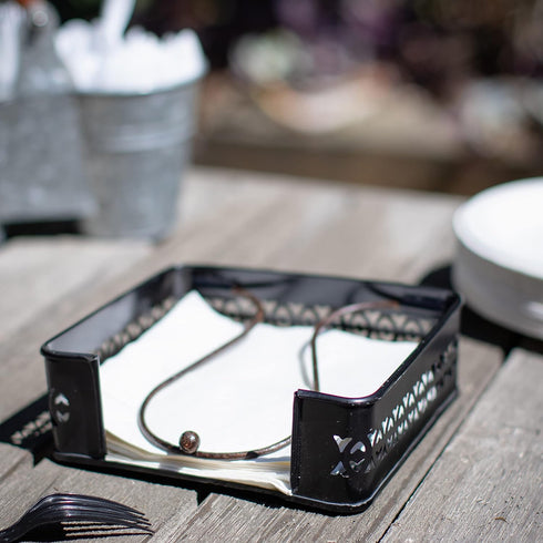 Stonebriar Industrial Black Graphite Metal Table Top Napkin Holder, Decorative Napkin Tray for Dining Table and Kitchen, Unique Tissue Dispenser f...