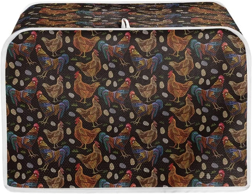 Chicken Hens Pattern Toaster Cover 2 Slice Small Appliance Covers Toaster Cover Kitchen Decor Toaster Bag Dust Cover with Top Handle, M...
