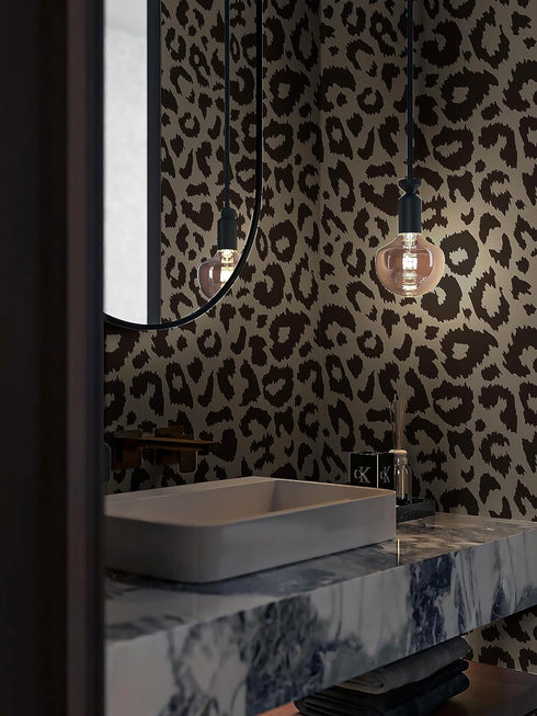 16.1"X118" Leopard Peel and Stick wallpaper Leopard Print Contact Paper Dark Brown and Khaki Wallpaper Self Adhesive wallpaper Thickened Removable...