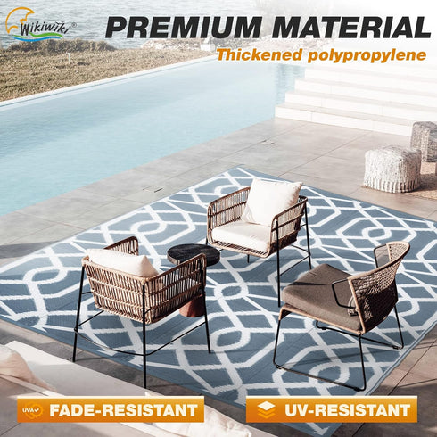 wikiwiki Outdoor Rug, 5x8ft Waterproof Reversible Mat Indoor Outdoor Rugs Carpet, Small Area Rug Plastic Straw Rug for Patio Deck Balcony Pool RV ...