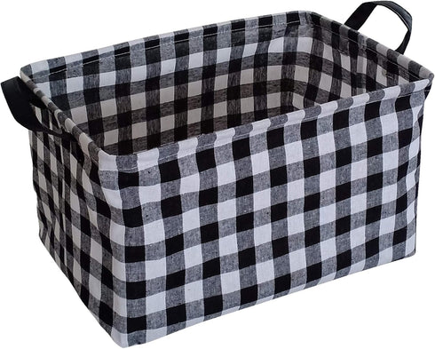 KUNRO Rectangle Toy Bin Waterproof storage organizer for Nursery Hamper Home decor Closet Kids Bedroom Laundry Baby Gift Shelf Baskets(Black grid)...