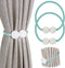 PINOWU Magnetic Curtain Tiebacks Clips - Window Tie Backs Holders for Home Office Decorative Rope Holdbacks Classic Tiebacks Design (1 Pair, Aqua)...