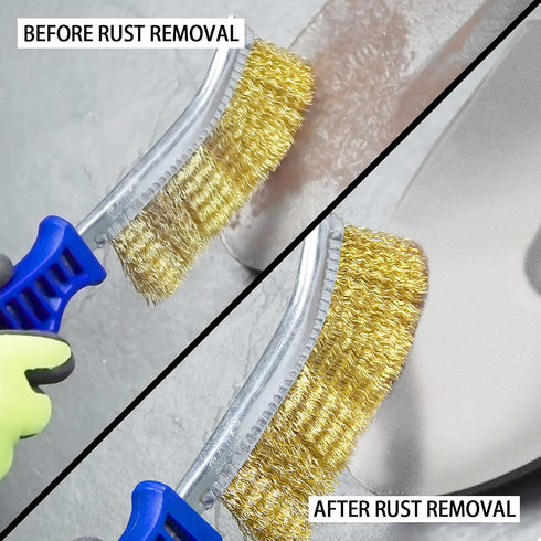SALI 5pcs Wire Brushes for Cleaning Rust Removal Nylon/Brass/Stainless Steel Bristles with Curved Handle Grip for Dirt & Paint Scrubbing Removing ...