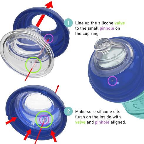 Nuby Clik-It Soft Spout No-Spill Easy Grip Sippy Cup for Boys - (3-Pack) 10 Oz - 6+ Months...