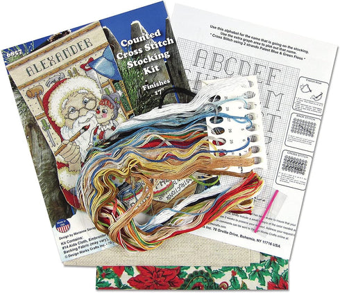 Design Works Crafts Painting Santa Counted Cross Stitch Stocking Kit...