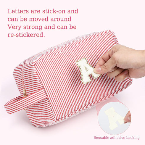 Etercycle Large Makeup Bag, Personalized Initial Cute Pink Makeup Case Bag Cosmetic Large Toiletry Make Up Bags With Zippered Inside Pocket L...