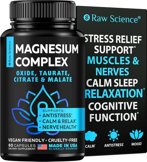 Magnesium Citrate Capsules | Multi Magnesium Supplement for Women & Men | Complete Magnesium Complex | High Absorption Magnesium Taurate for Relax...