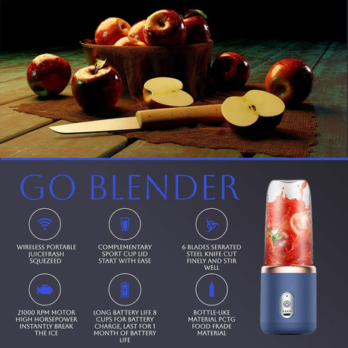 Paramexview® Portable Blender 14oz for Juices & Smoothies with 6 blades USB rechargeable Fusion Blender BPA-free and eco-friendly material...