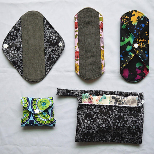 7pcs Set 1pc Mini Wet Bag +6pcs 8 Inch Cloth Mama Cloth/Menstrual Pads/Reusable Sanitary Pads/Panty Liners...