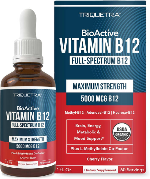 BioActive Vitamin B12 5000 mcg | Contains 3 BioActive Forms B12 Plus Methylfolate Cofactor - Methyl B12, Adenosyl B12 & Hydroxy B12 | Sublingual F...