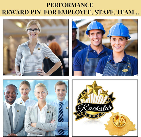 50 Pcs Employee of The Month Lapel Pin Employee Star Recognition Pins Employee Enamel Pins Gold Plated Enamel Employee Pin Performance Reward Pin ...