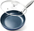 MICHELANGELO Small Frying Pan - 8 Inch Nonstick Frying Pan with Lid, Non-Toxic Omelette Pan with Stainless Handle, Nonstick Skillet, Blue-Ceramic...