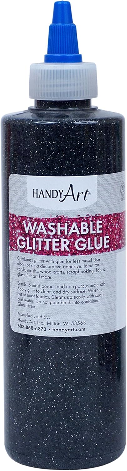 Handy Art Washable Glitter Glue 8 ounce, Black...