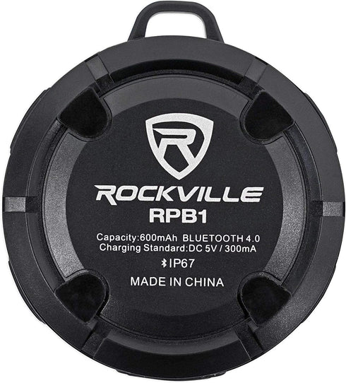 Rockville RPB1 10W Waterproof Bluetooth 4.0 Speaker w/NFC, IPX67 Rated, Compact & Rugged, 10 Hr Playback - Ideal for The Shower, Beach, Camping & ...