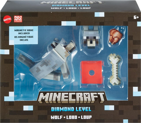 Mattel Minecraft Diamond Level Wolf Action Figure & Die-Cast Accessories, Collectible Toy Inspired by Video Game, 5.5 inch...