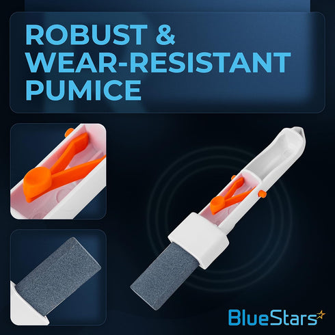 BlueStars 4-Pack Pool Pumice Stone with EZ-Clip Handle Pumice Sticks Stone - Clean Remove Rust Stains on Tiles, Scrub Debris Off Walls, Floors, St...