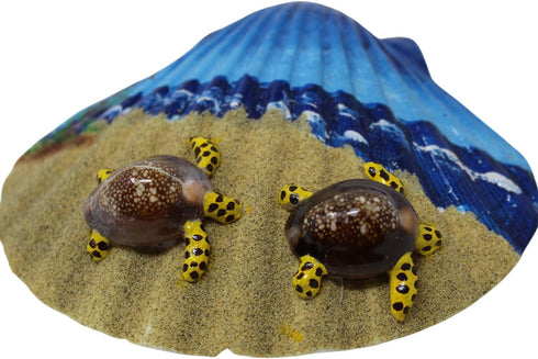 Needzo Hand Painted Seashell with Ocean and Sea Turtles, Hanging Ornament Decoration for Beach House, 4 Inches...