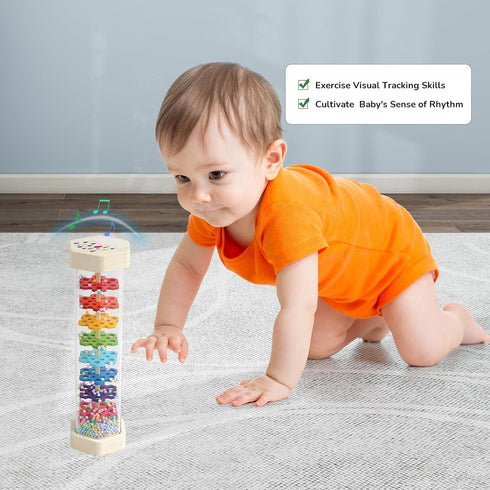WODI Wooden Rain Stick Baby Toys 0-6-12 Months, Montessori Toys for Babies 6-12 Months, Developmental Toys Baby Rattles Infant Musical Instrument ...