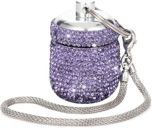 Keychain Pill Holder Bling Small Pill Box for Purse Portable Pill Case Organizer Cute Key Chain Pill Container Bottle for Capsule Vitamin Suppleme...