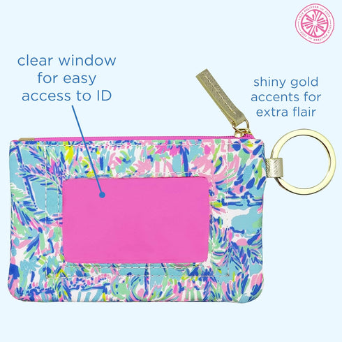 Lilly Pulitzer ID Holder Wallet, Blue Keychain Wallet with Zip Close, Cute Card and ID Case for Women, Cabana Cocktail...