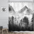 Riyidecor Misty Shower Curtain 72Wx72H Inch Foggy Snow Mountain Scenery National Park Smokey Tree Woodland Landscape Black Gray for Men Bathroom D...