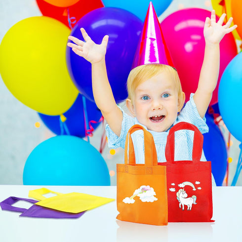 Aneco 24 Pack Non-woven Party Bags with Handles 8×8 Inch Treat Tote Bags Rainbow Party Gift Bags for Birthday Party Favor DIY Crafts Event Supplie...