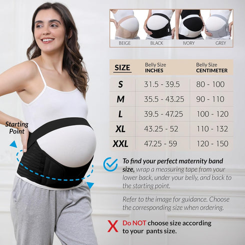 NeoTech Care Pregnancy Support Maternity Belt, Waist/Back/Abdomen Band, Belly Brace (Size M, Black Color)...