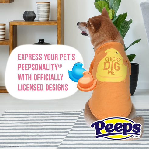 Peeps for Pets Chicks Dig Me Dog T Shirt,Size X-Small (XS) Orange and Yellow Small Dog T Shirt for Small Dogs,Officially Licensed Peeps Pet Dog Cl...