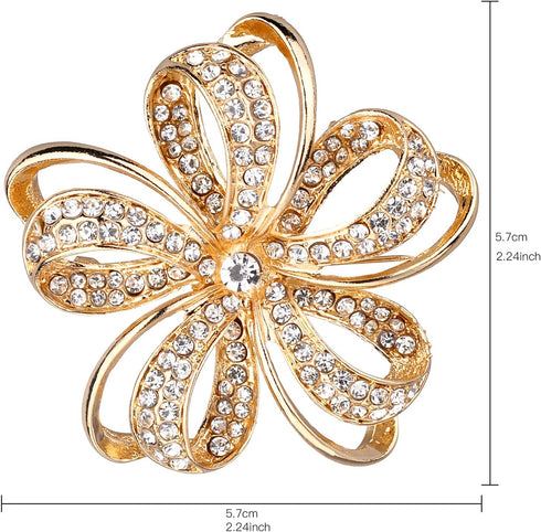 Nicole Miller Gold Twisted Petals Flower Crystal Rhinestones Brooch...