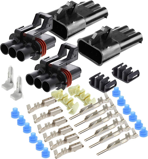 3-Pin APTIV Metri-Pack Waterproof Connector 30 Amp 10-12 GA (3-Pin (2 Set) w/10-12GA)...