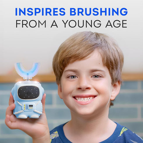 Sensory 360 Round U-Shaped Astronaut Design Mouthguard Electric Toothbrush for Kids Ages 2-7 - Automatic Memory Function - 5 Modes Toothbrush with...