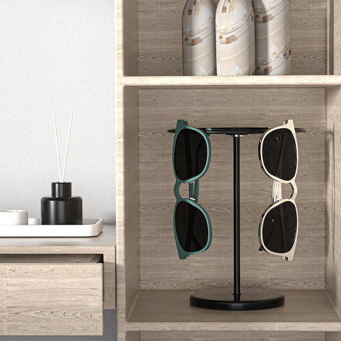 360° Rotating Sunglasses Organizer Stand, Eyewear Display Holder Stand, Eyeglasses Stand Rack for Nightstand Desk Bedroom or Shop Selling (Black)...