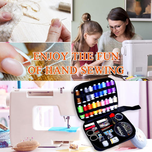 Sewing Kit with Case Portable Sewing Supplies for Home Traveler, Adults, Beginner, Emergency, Contains 18 Sewing Thread, Scissors, Needles, Measur...