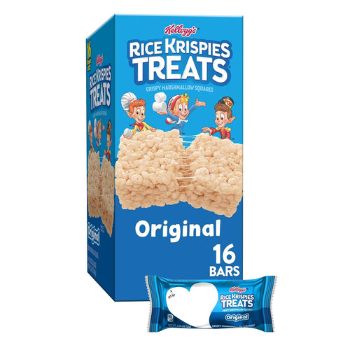 Rice Krispies Treats Crispy Marshmallow Squares, Kids Snacks, Snack Bars, Original, 12.4oz Box (16 Bars)...