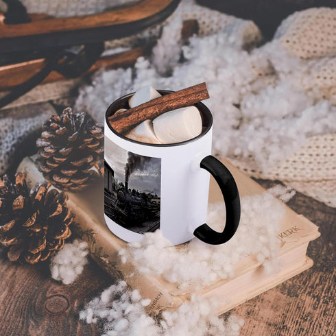 3dRose mug_173601_4 Photo of a steam engine - Two Tone Black Mug, 11oz...