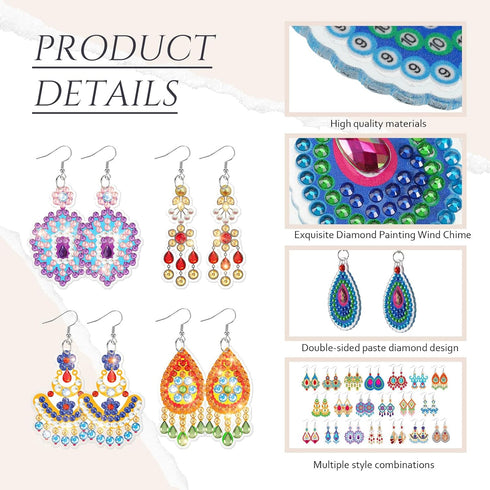 Kigeli 20 Pairs Diamond Painting Earrings Jewelry Diamond Art Earring Kit for Jewelry Making 5D DIY Earring Making Kit for Adults Kids Boho Dangle...