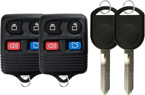 KeylessOption Keyless Entry Remote Control Fob Uncut Blank Car Ignition Key for CWTWB1U345, GQ43VT11T (Pack of 2)...