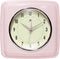 Infinity Instruments Square Silent Retro 9 inch Mid Century Modern Kitchen Diner Retro Wall Clock Quartz Sweep Movement (Pink)...