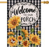 Home Decorative Welcome to Our Porch Spring Summer Sunflower House Flag, Black White Buffalo Plaid Check Yard Outside Decoration, Fall Autumn Farm...