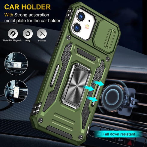 PASNEW for iPhone 11 Case with Lens Protection,360° Rotate Manetic Ring Kickstand Camera Cover Military Full Body Shockproof Shell Protection Case...