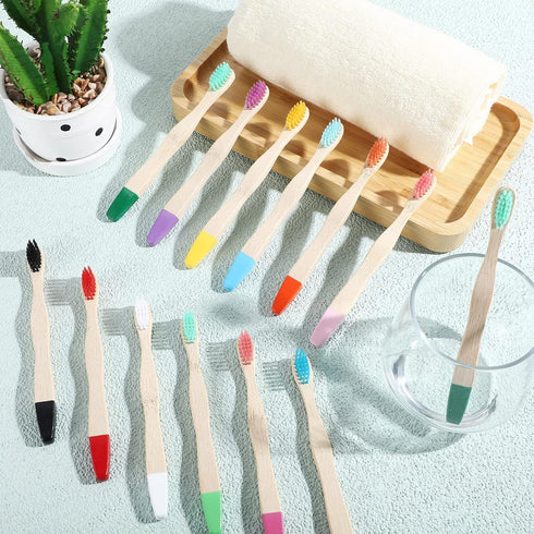 48 Pcs 5.7 Inch Kids Bamboo Toothbrushes Soft Bristle Toothbrush Individually Wrapped Toddler Toothbrush Manual Tooth Brushes for Kids Adults Home...