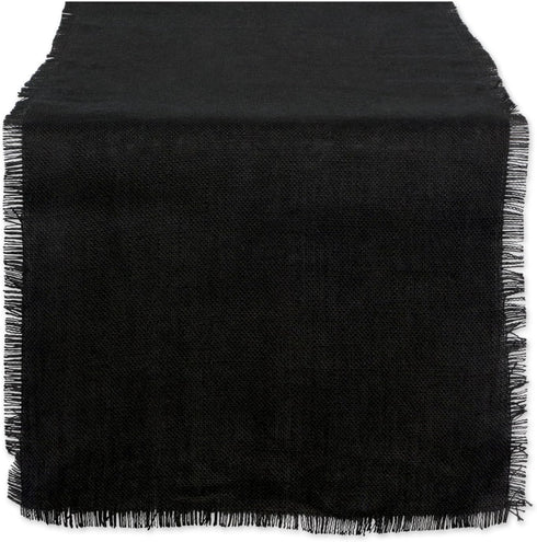 DII Jute Burlap Collection Kitchen Tabletop, Table Runner, 15x74, Solid Black...