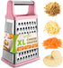 Spring Chef Professional Stainless Steel XL Parmesan Cheese Grater with Handle - 4 Sided Box Grater for Kitchen - Dishwasher Safe Carrot Shredder ...