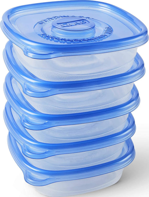 Glad Food Storage Containers for Everyday Use, Medium Square - Standard Meal Container Holds up to Twenty-Five Ounces, Blue, 25 oz - 5 Count...