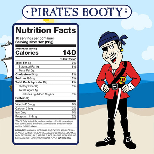 Pirate's Booty Aged White Cheddar Cheese Puffs, Gluten-Free, Kids Snacks, 10oz...
