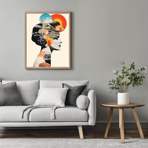Posterizer 1 pcs-modern buildings-vintage surreal collage-Abstract & Modern Art-Landscape & Nature Art-Gift for Art Lovers- UNFRAMED Wall Art...