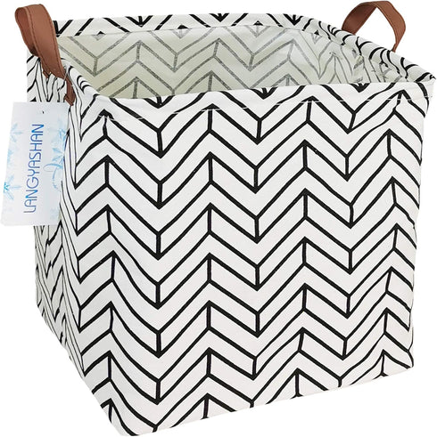 LANGYASHAN Square Storage Baskets Waterproof Canvas Children Laundry Nursery Hamper for Shelves Gift Baskets Toy Organizer Room Decor (Geometric)...